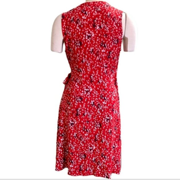 Universal Thread Sleeveless Wrap Dress Ditsy Floral Red Sz S #310E - Picture 7 of 9